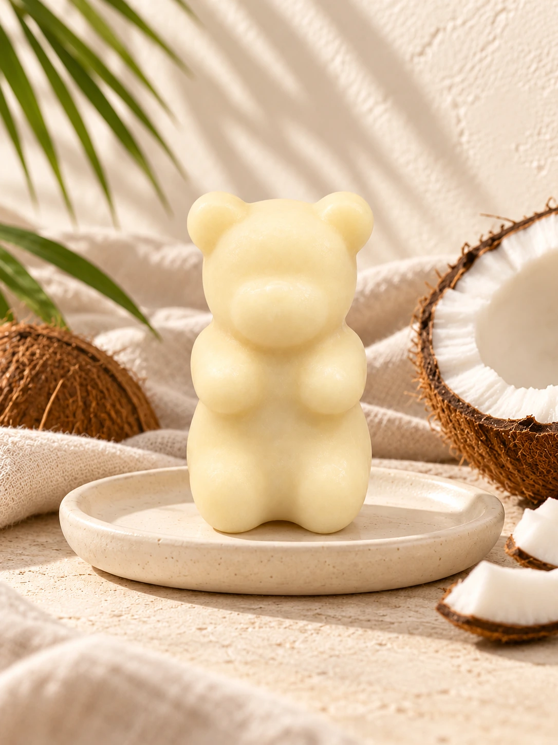 Fondant ourson Eau de coco dans son décor de céramique et de lin